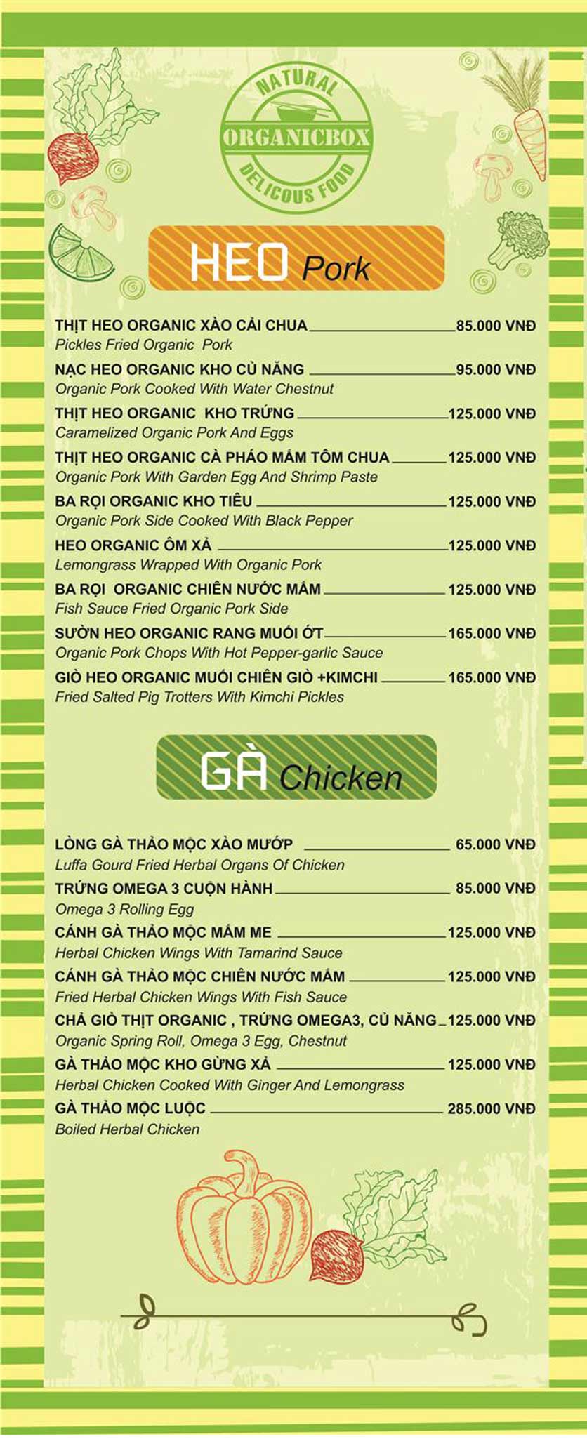 Menu Organic Box - Huỳnh Thúc Kháng 3