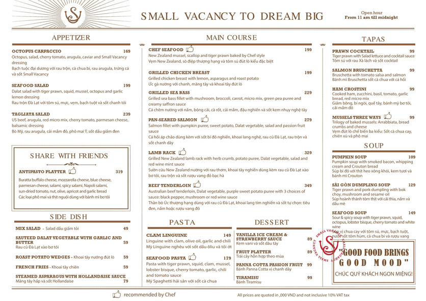 Menu Small Vacancy - 178/4b Pasteur 1