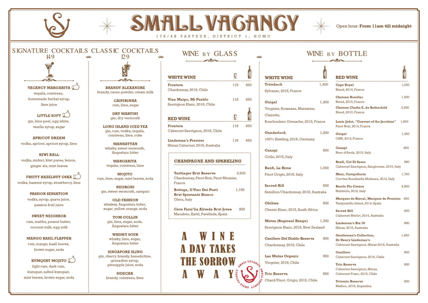 Menu Small Vacancy - 178/4b Pasteur 2