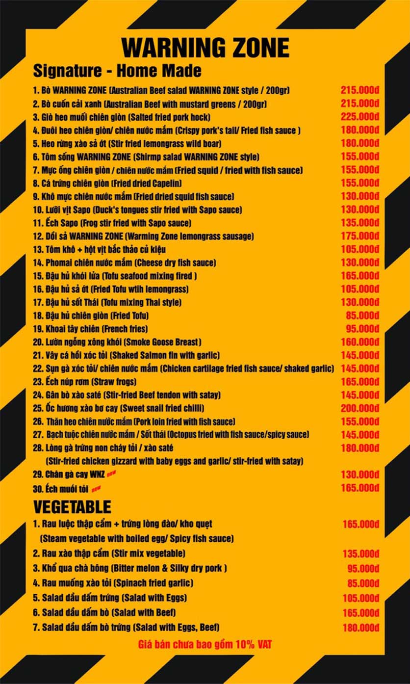 Warning Zone Hai Bà Trưng Đẳng cấp ẩm thực Việt!