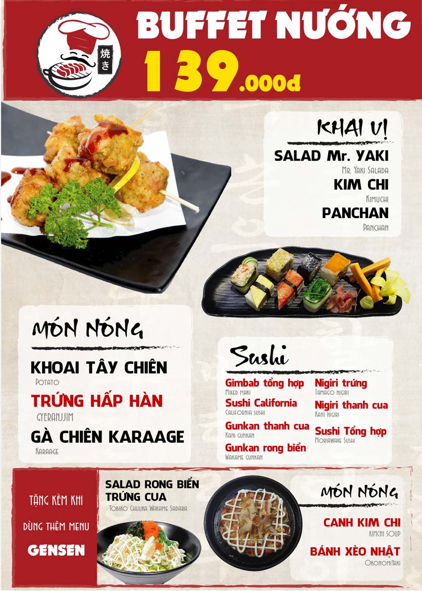 Menu Mr.YAKI - Nướng tảng & Lẩu Nhật - Times City 1 