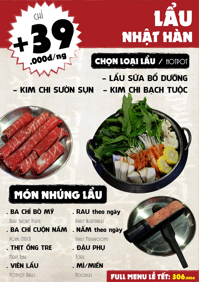 Menu Mr.YAKI - Nướng tảng & Lẩu Nhật - Times City 3 