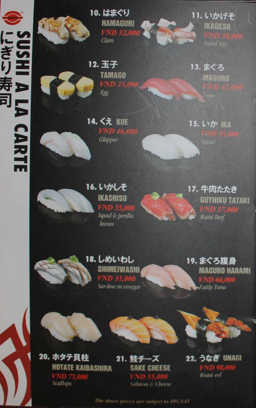 Menu The Sushi Bar - Saigon Court 9