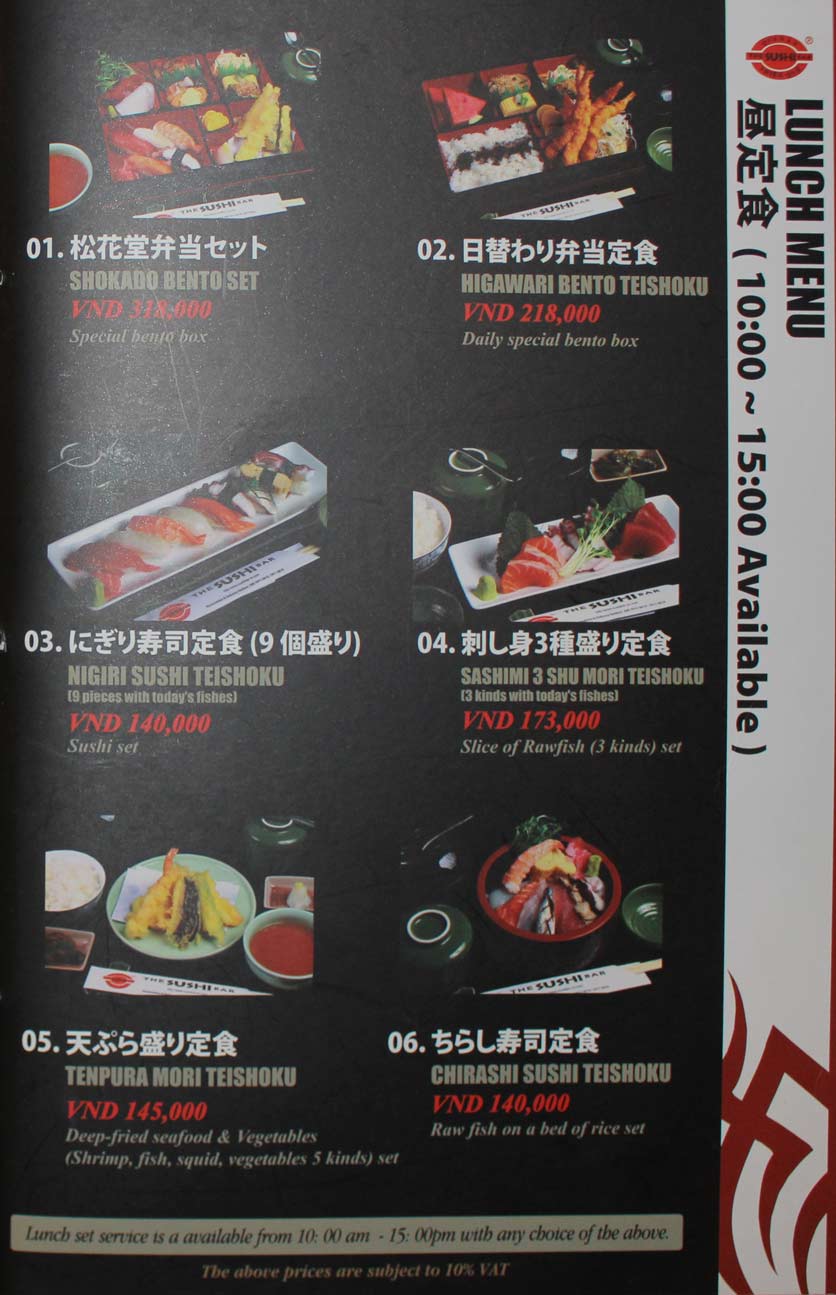 Menu The Sushi Bar - Saigon Court 3
