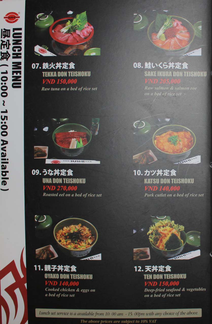 Menu The Sushi Bar - Saigon Court 4