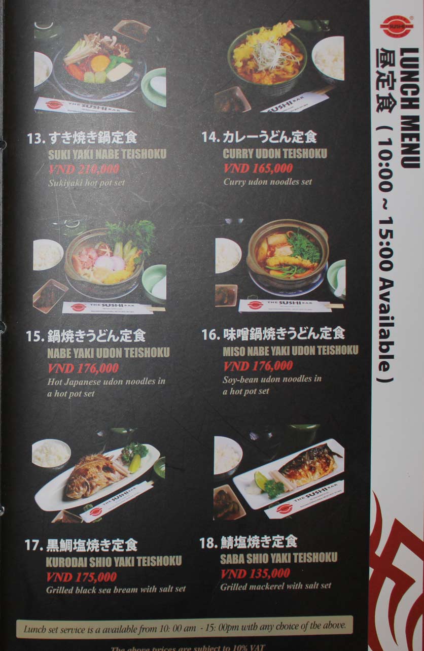 Menu The Sushi Bar - Saigon Court 5