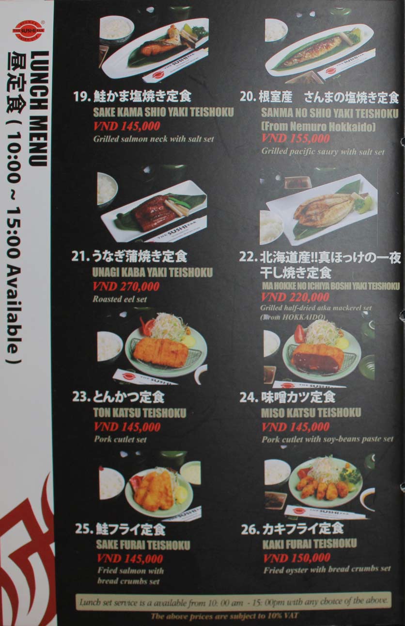 Menu The Sushi Bar - Saigon Court 6