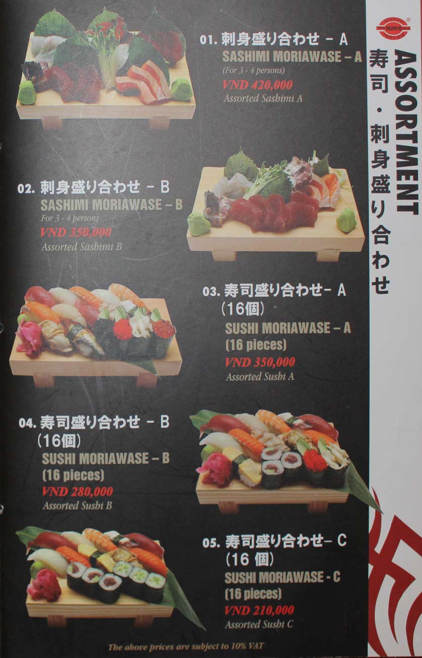 Menu The Sushi Bar - Saigon Court 7