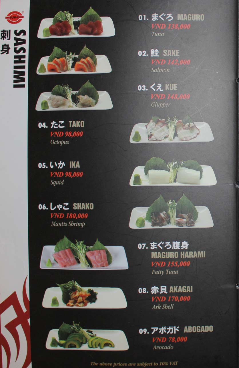 Menu The Sushi Bar - Saigon Court 8