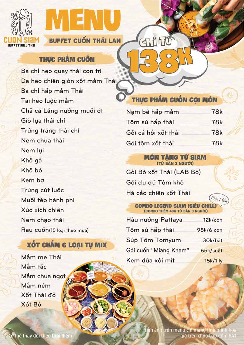 Menu Thai Deli - Buffet Lẩu Thái - Triều Khúc 8 