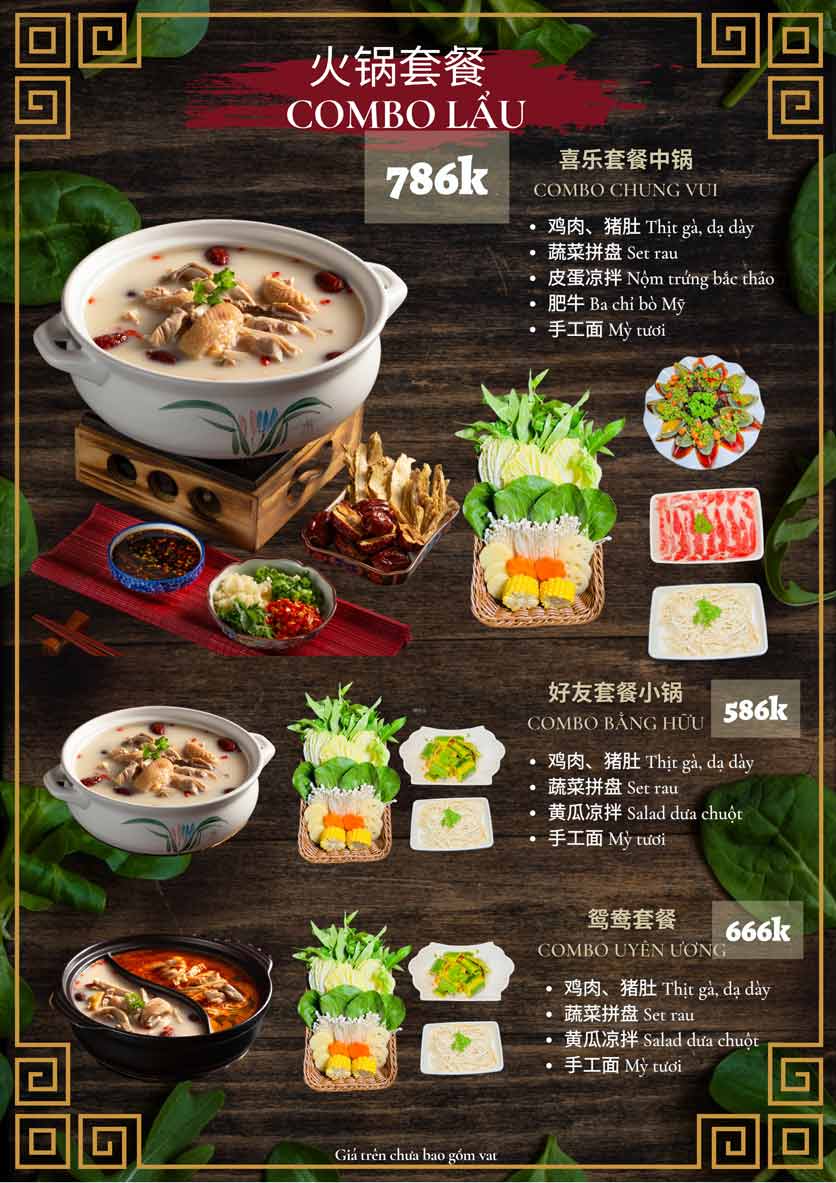 Menu Trung Hoa Hỷ Phụng Viên - Aeon Mall Hà Đông 6 