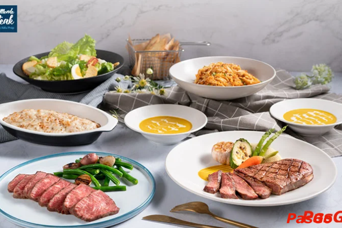 Menu đa dạng tại quán steak kiểu Pháp tại quán ăn trong Aeon Bình Tân