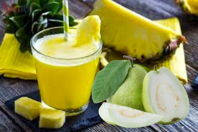 Nước ép dứa và ổi thơm ngon