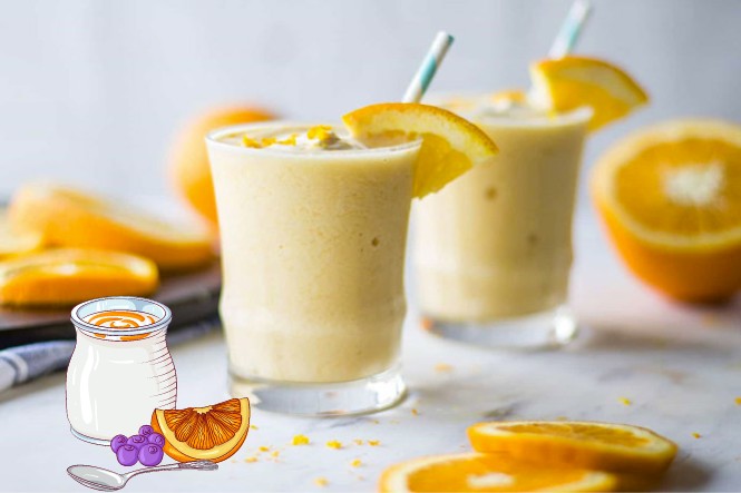 Thức uống thơm bé từ cam và sưa chua