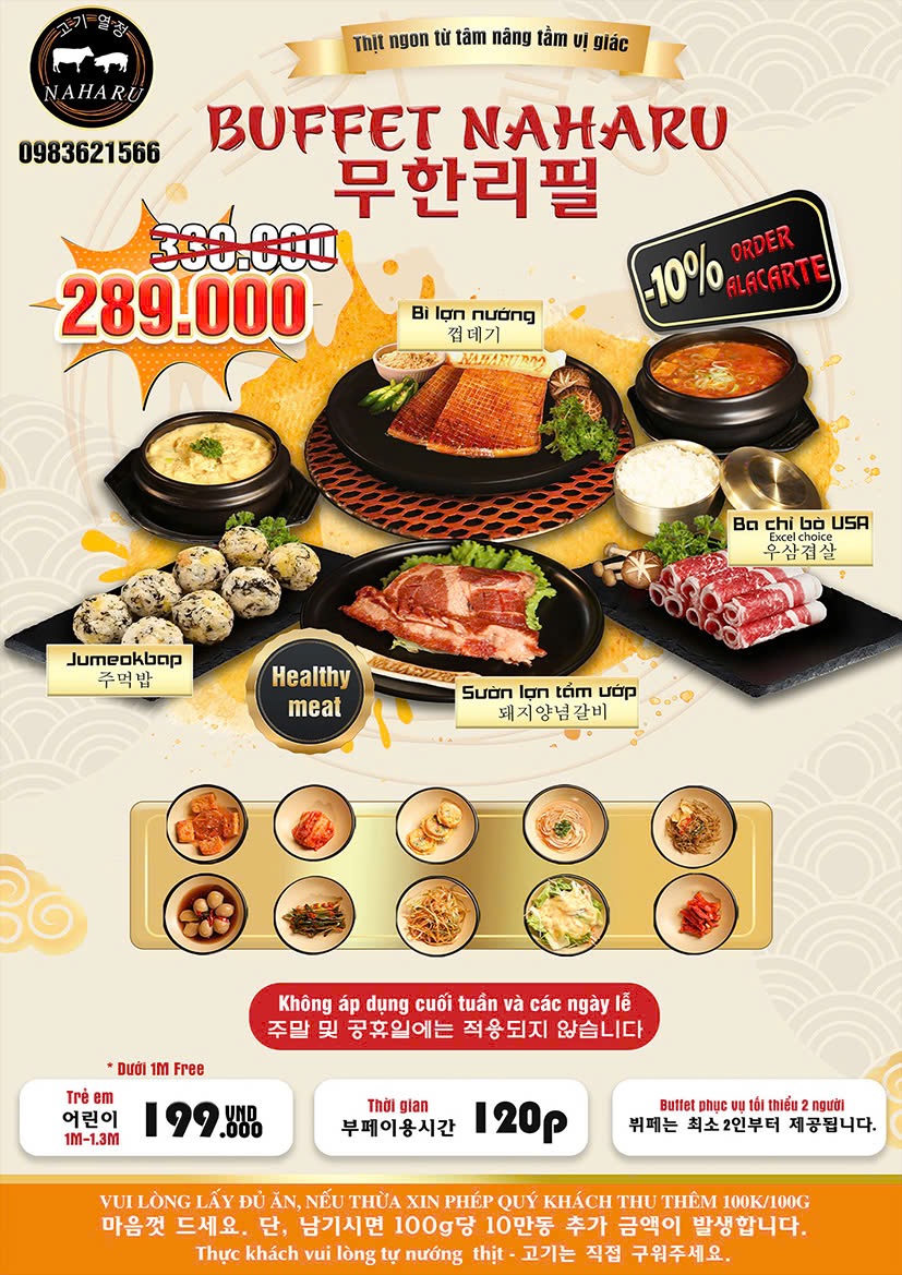 Suất Buffet 289K Từ T2-T6-30