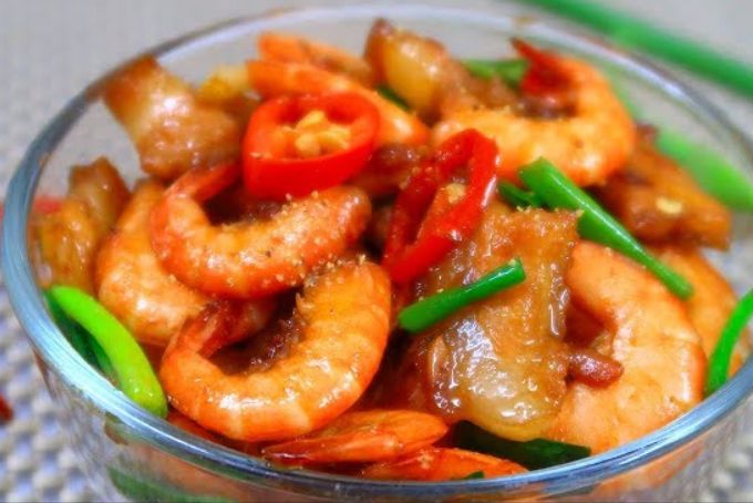 cách rang tôm ngon với thịt