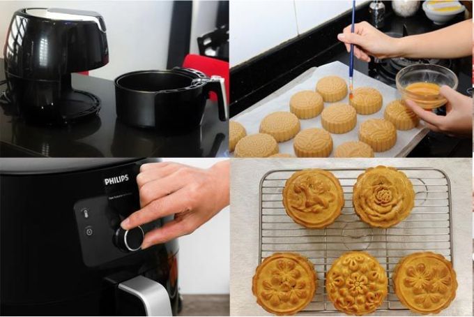 cách làm bánh nướng trung thu bằng nồi chiên không dầu tại nhà