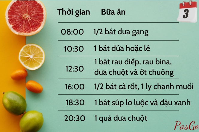 Hãy ăn kết hợp cả rau củ và trái cây trong ngày giảm cân thứ 3