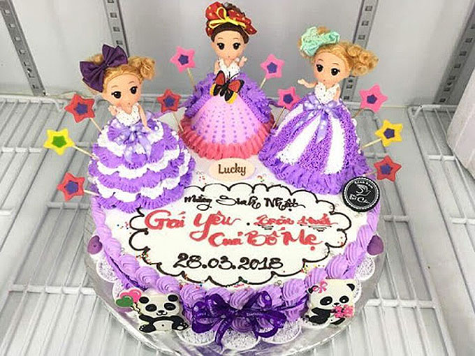 Bánh gato sinh nhật búp bê công chúa váy hồng đáng yêu tặng bé gái 5265   Bánh sinh nhật kỷ niệm