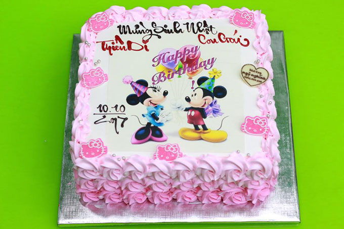 Mẫu bánh in hình cặp đôi Mickey và Minnie