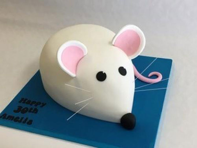 Chiếc bánh kem sinh nhật tạo hình chú chuột bạch vô cùng đáng yêu