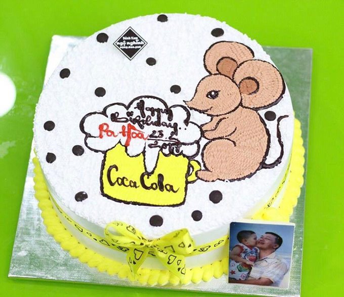 MẪU MỚI 2022) Bánh sinh nhật vẽ hình mặt con chuột đáng yêu mừng đầy tháng  bé tuổi tý đẹp nhất hiện nay