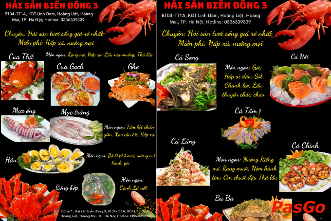 Hải sản tươi sống tại nhà hàng Biển Đông 3 Linh Đàm 