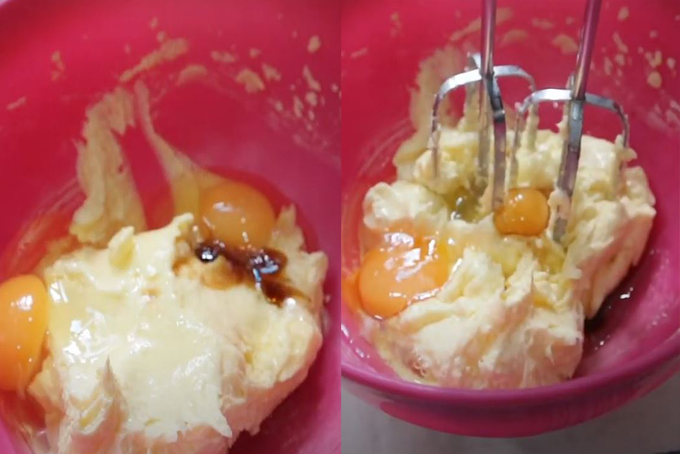 Đánh đều hỗn hợp trứng và bơ