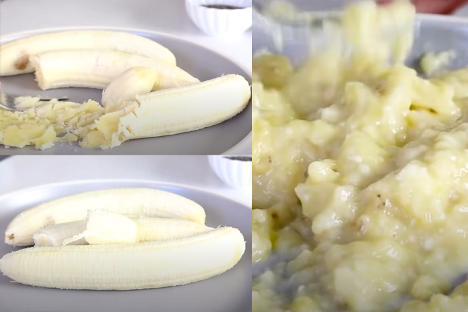 Bóc vỏ chuối và nghiễn nhuyễn