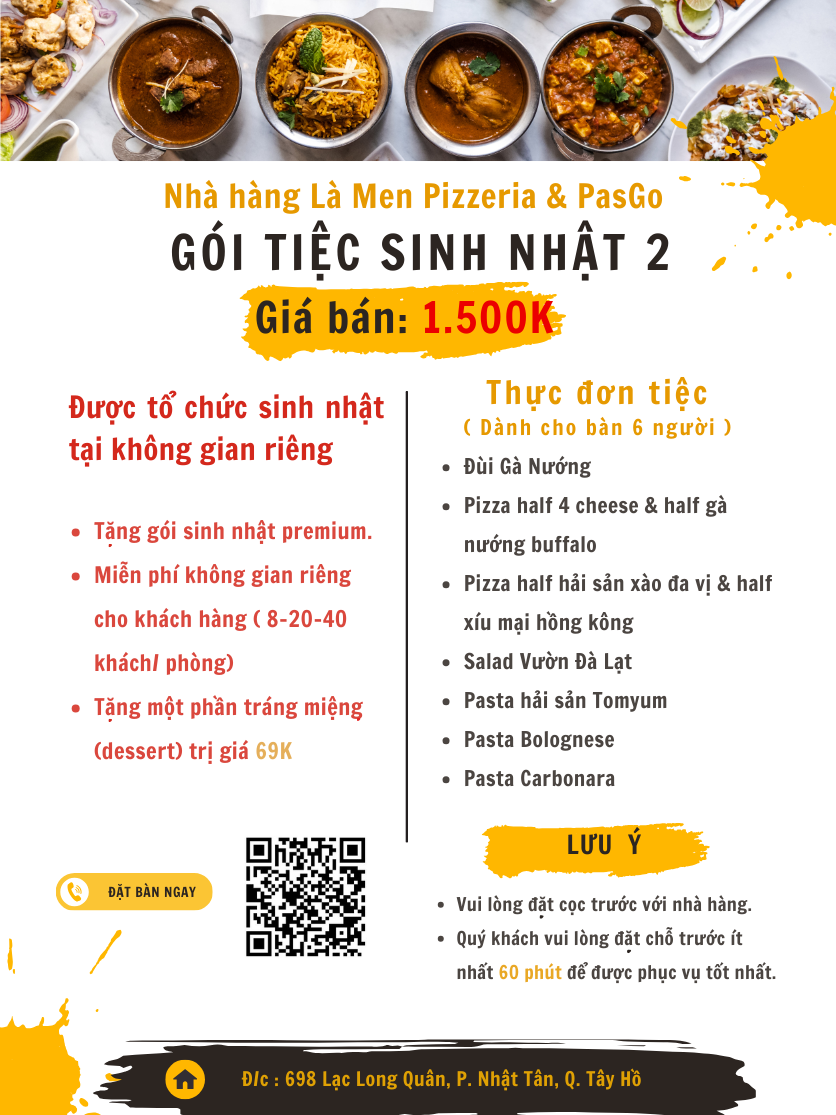 Gói tiệc sinh nhật PREMIUM từ 250K/người