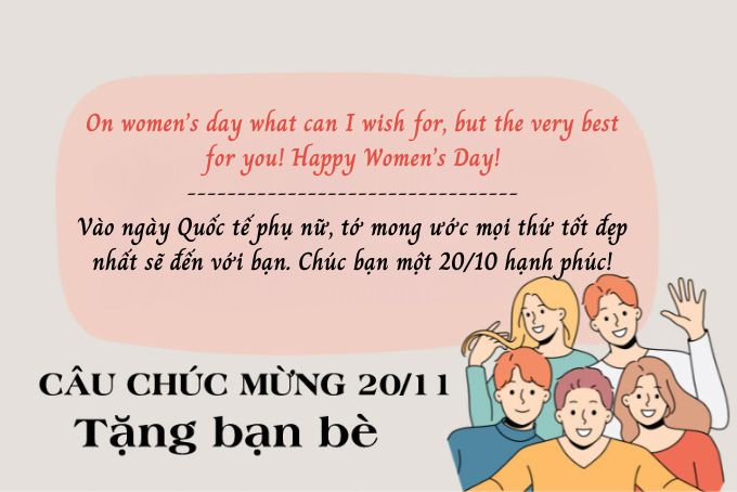 Câu chúc 20/10 cho bạn bè, đồng nghiệp nữ ngắn gọn, ý nghĩa bằng tiếng Anh