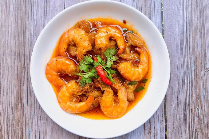 Thành phẩm món tôm rim mặn ngọt - món ăn ngon mỗi ngày hấp dẫn cực hao cơm