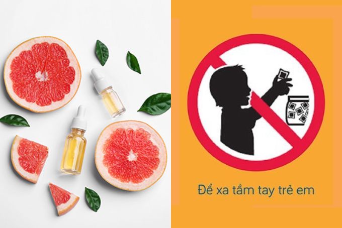 Chú ý để tinh dầu bưởi tránh xa tầm tay trẻ em