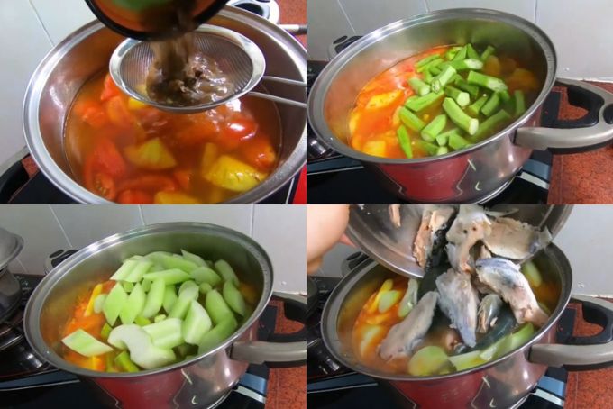 Thực hiện cách làm canh chua cá hồi