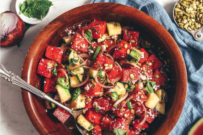 Salad dưa chuột dưa hấu bạc hà