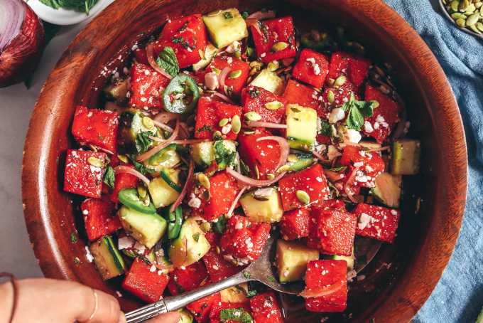 Salad dưa chuột dưa hấu bạc hà