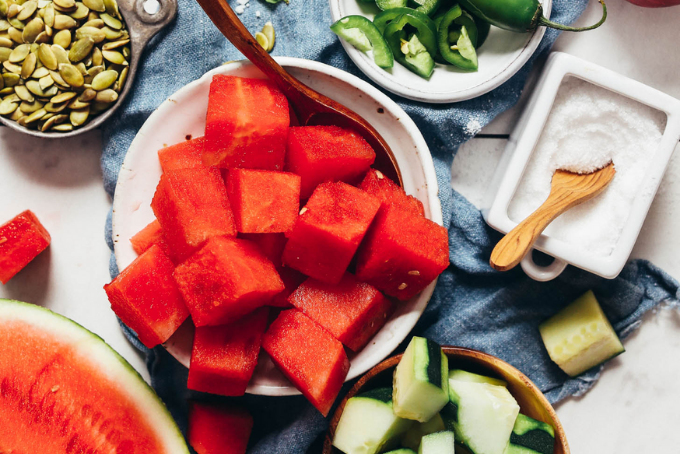 Salad dưa chuột dưa hấu bạc hà