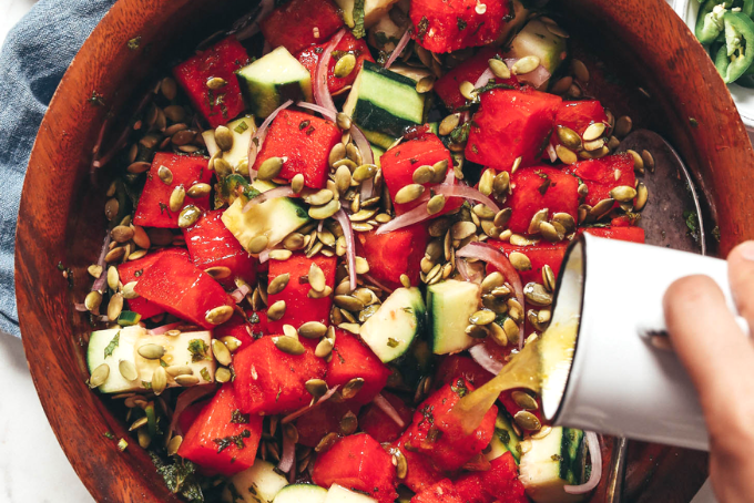 Salad dưa chuột dưa hấu bạc hà