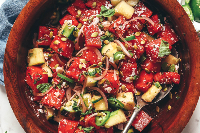 Salad dưa chuột dưa hấu bạc hà