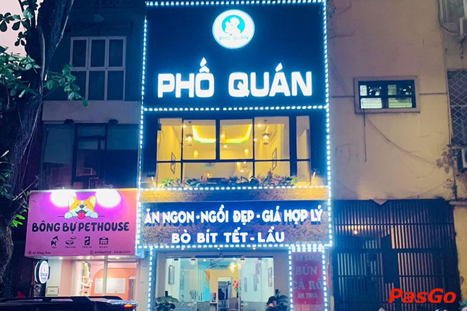 Nhà hàng Phố Quán tọa lạc tại số 65 Hàng Bún, P. Quán Thánh, Q. Ba Đình