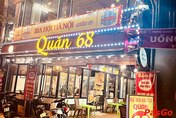 Toàn cảnh nhà hàng Quán 68 Ngọc Thụy nhìn từ bên ngoài
