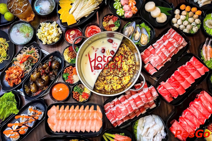Buffet đa dạng lẩu và nướng tại nhà hàng lẩu nướng Happy Pleiku