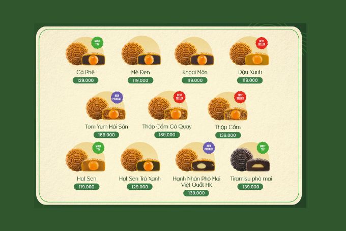 Bảng giá bánh trung thu Phúc Long 2023