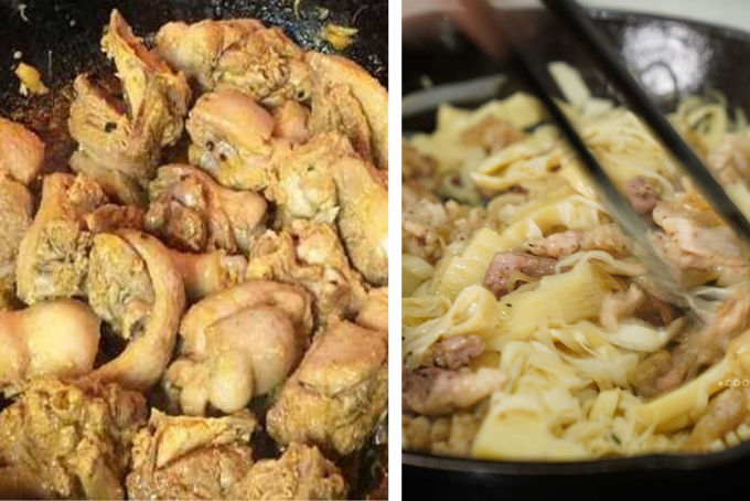 xào măng và ngỗng