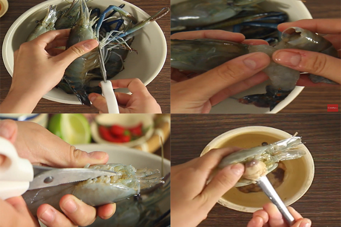 sơ chế nguyên liệu làm tôm kho tàu